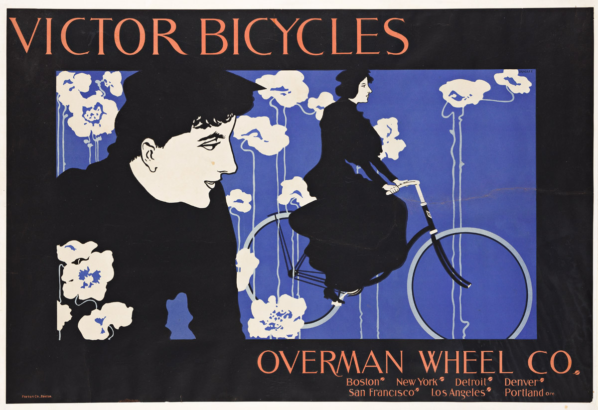 WILLIAM H. BRADLEY (1868-1962).  VICTOR BICYCLES. 1895. 26x38¾ inches, 66x98½ cm. Forbes Co., Boston.